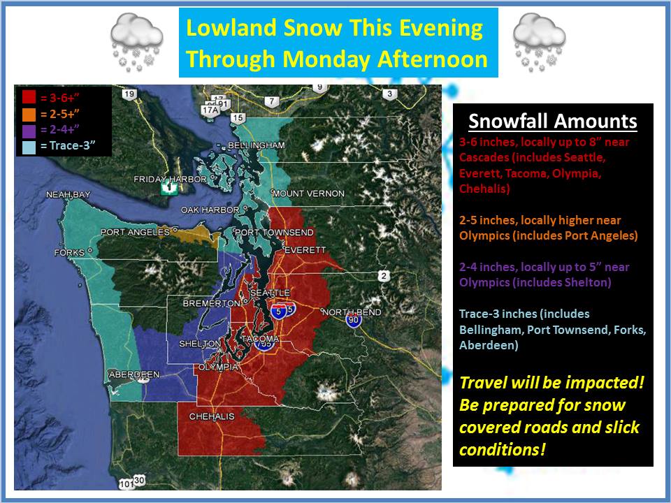 Snowfall for Washington. Image: NOAA Seattle, WA