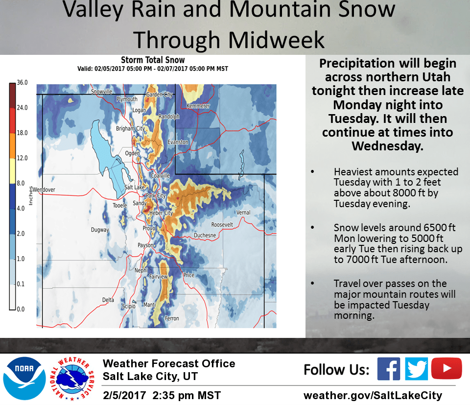 Utah Snow Accumulations. Image: NOAA Salt Lake City, UT