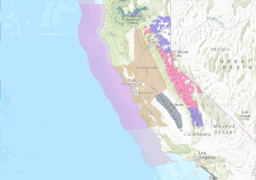 PINK= Winter Storm Warning. PURPLE= Winter Weather Advisory. BLUE= Winter Storm Watch. Image: NOAA