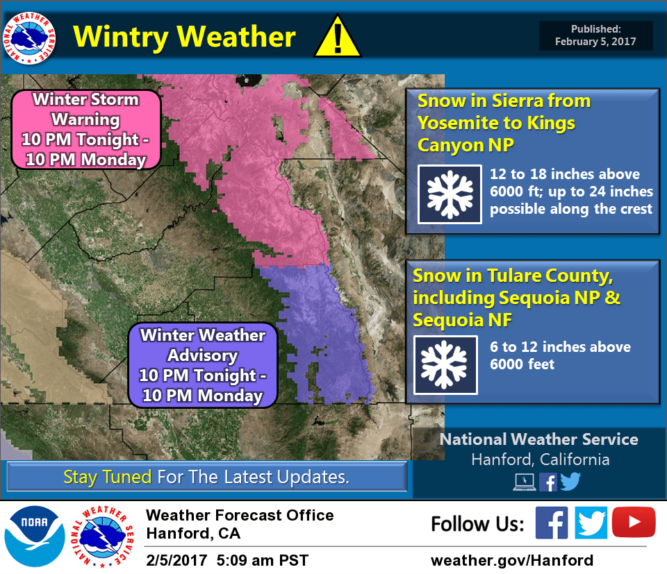 Storm forecast. Image: NOAA Hanford, CA