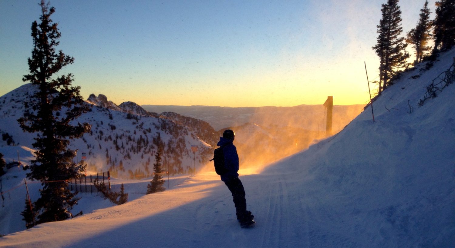 Brian Brown cruising into Mineral Basin at Snowbird, UT in the early morning light on December 19th, 2016. photo: snowbrains