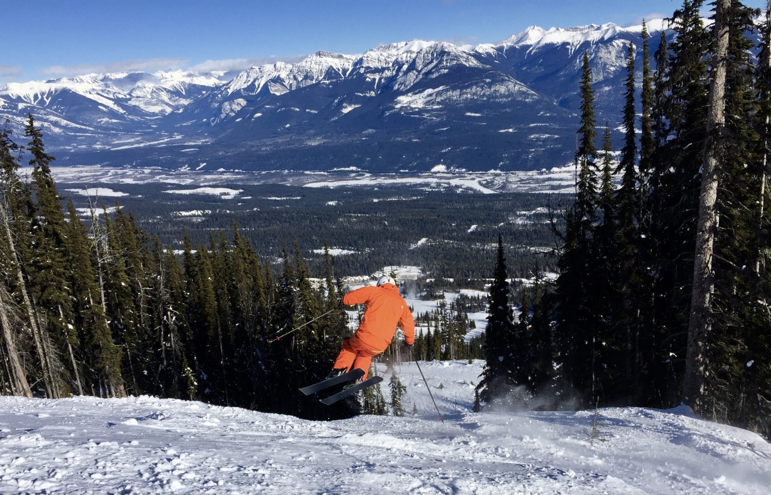 Bouncing off moguls on the way down.