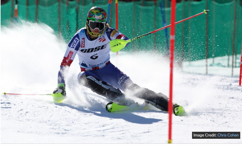 AJ Ginnis (Vouliagmeni, Greece) grabbed his first U.S. Alpine Championship title in slalom at Sugarloaf, Maine on Sunday. pc; Getty