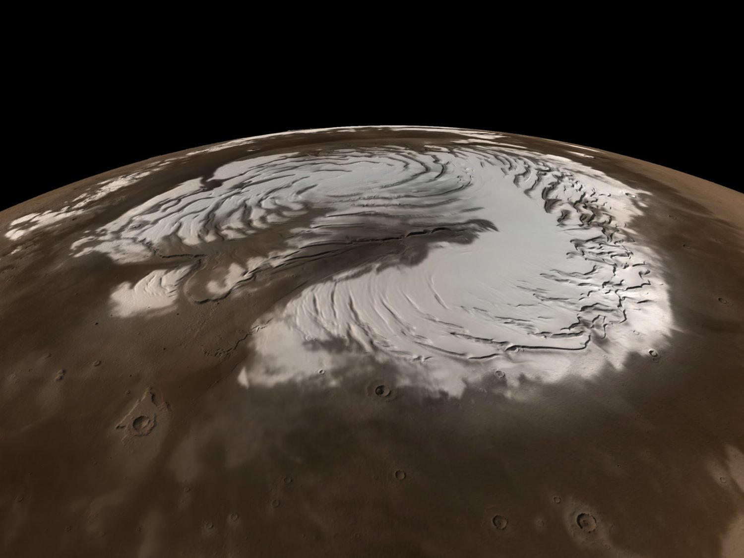 Mars, snow, planet, ice caps, space, winter, north pole