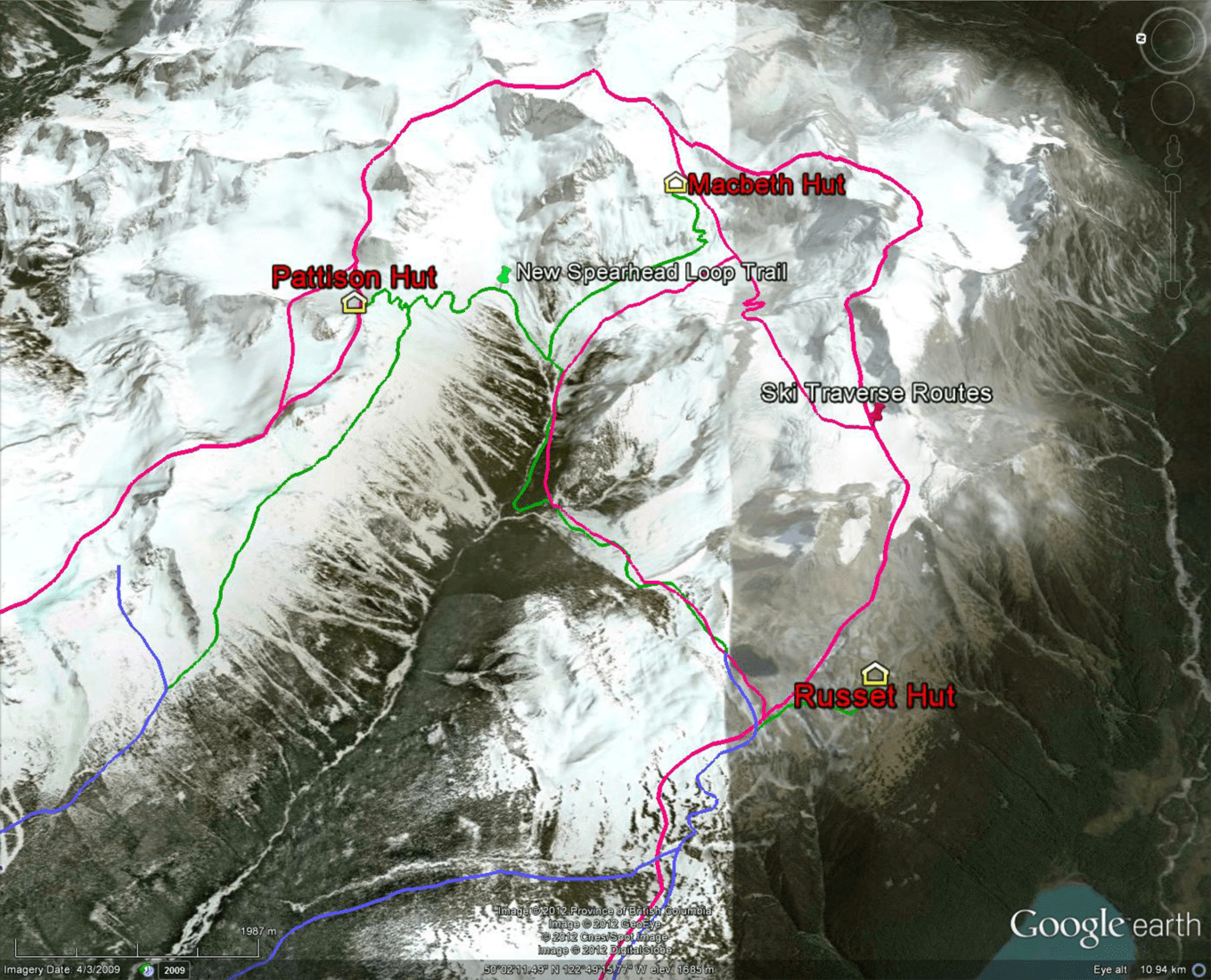 spearhead, traverse, route, map, whistler, back country, hut-to-hut, pattison, macbeth