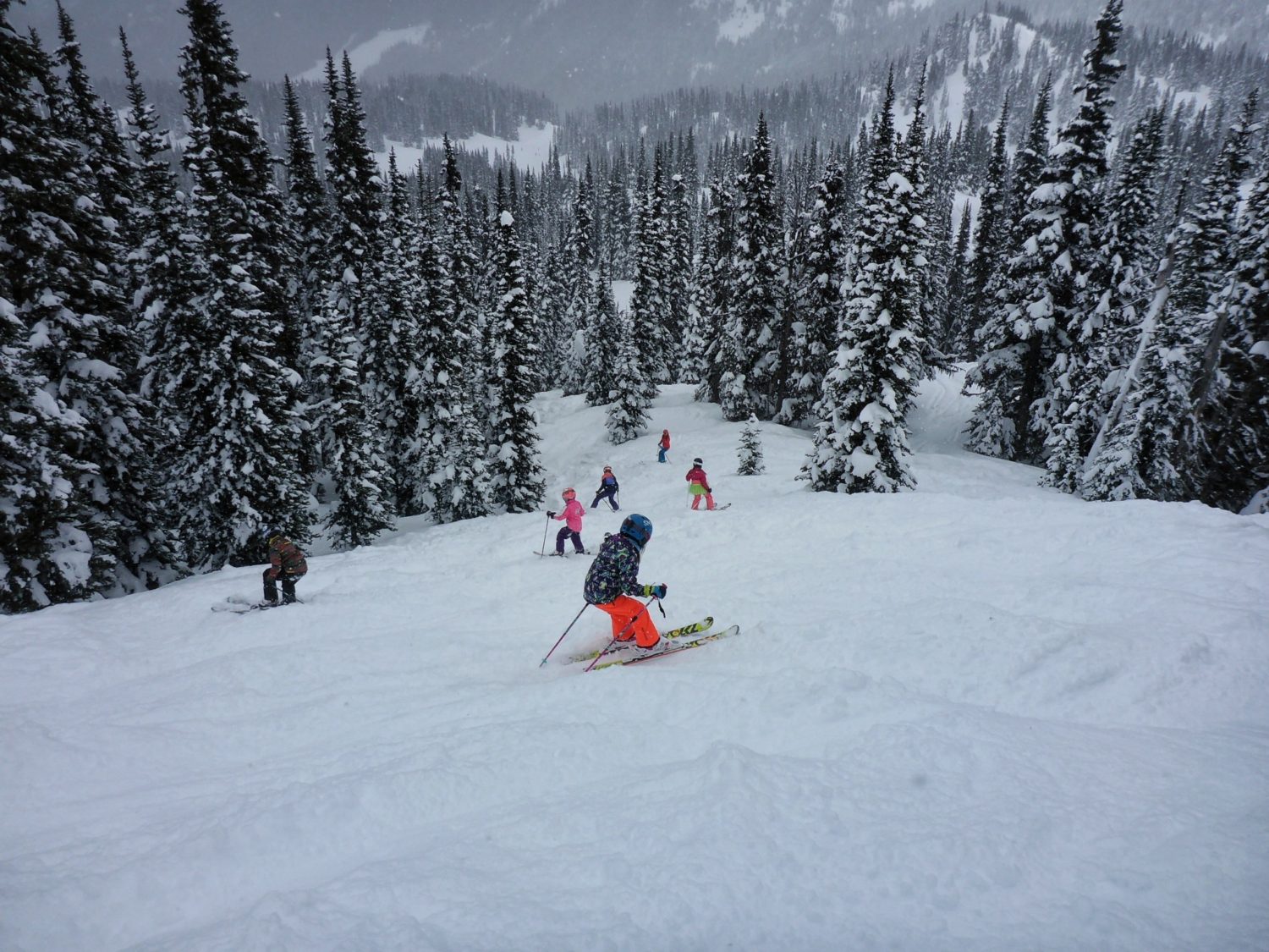 Kids skiing, shejumps, crystal mountain