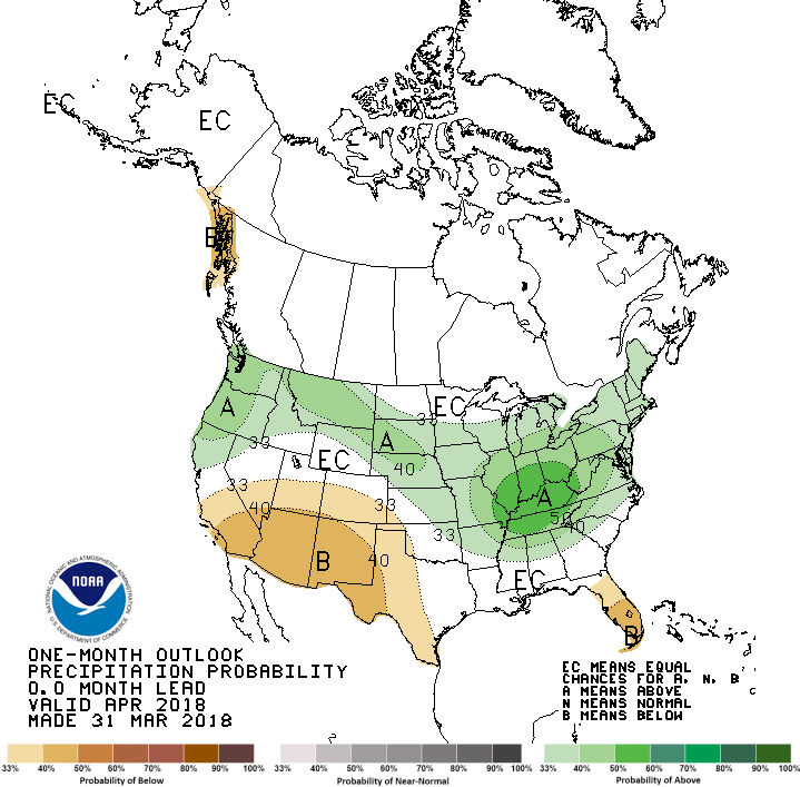 noaa, April outlook, precipitation