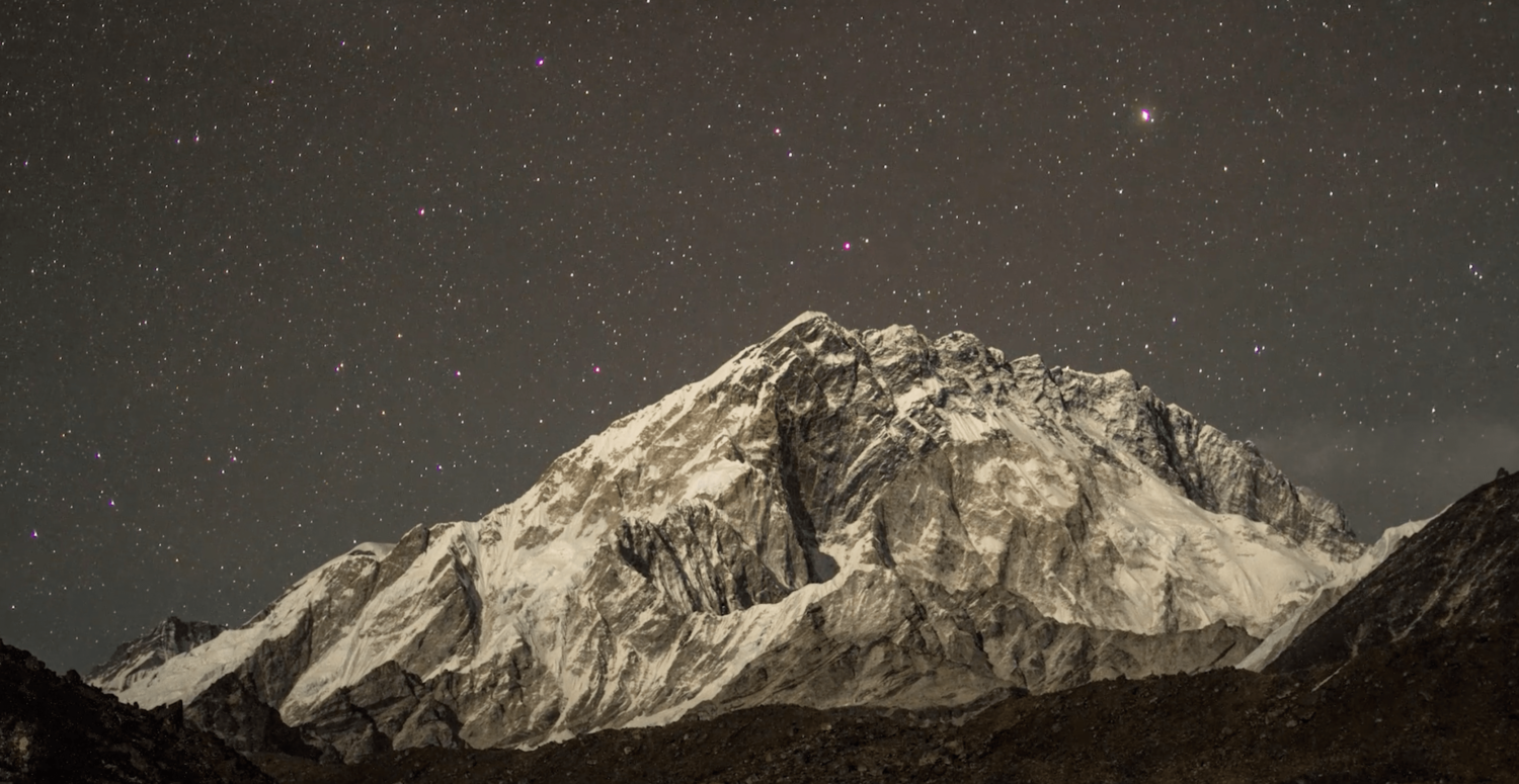 everest, time lapse, night