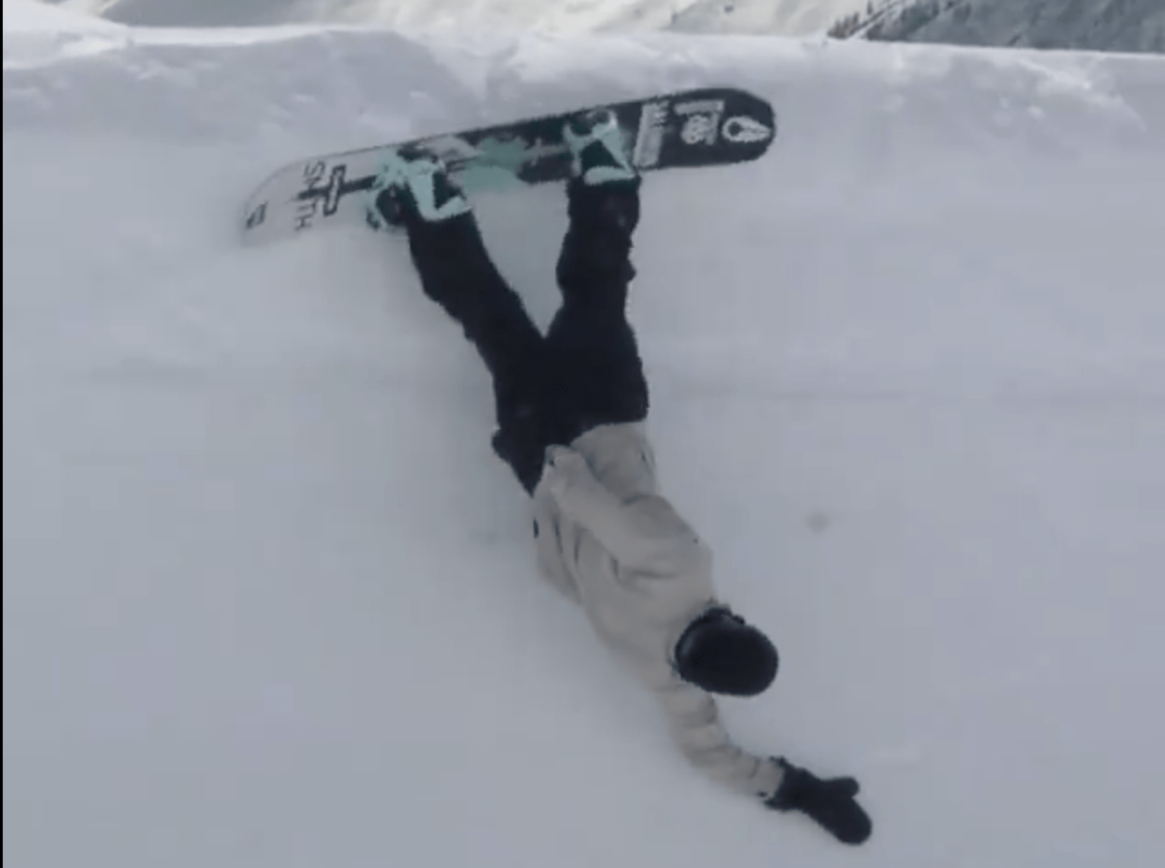 snowboarding fall, snowboard, hold my beer