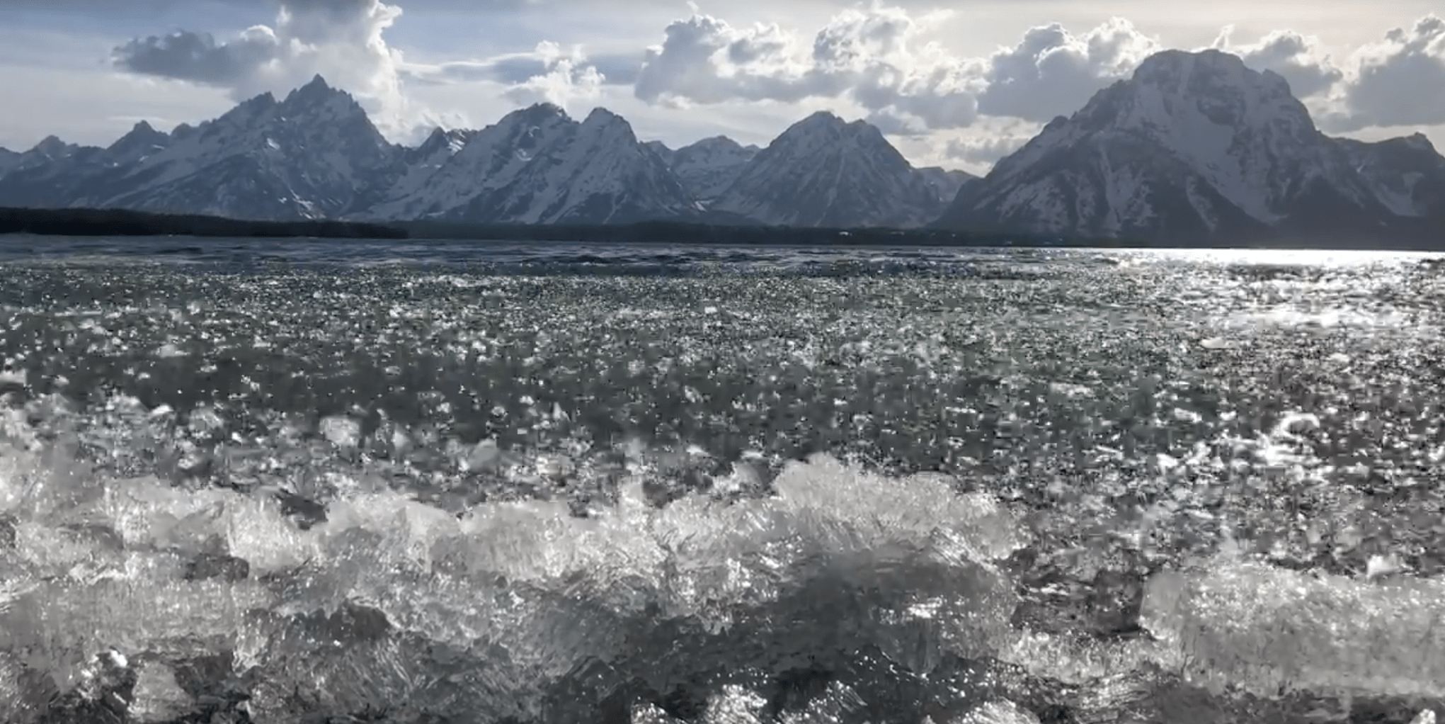 Jackson lake, Jackson, ice, Tetons