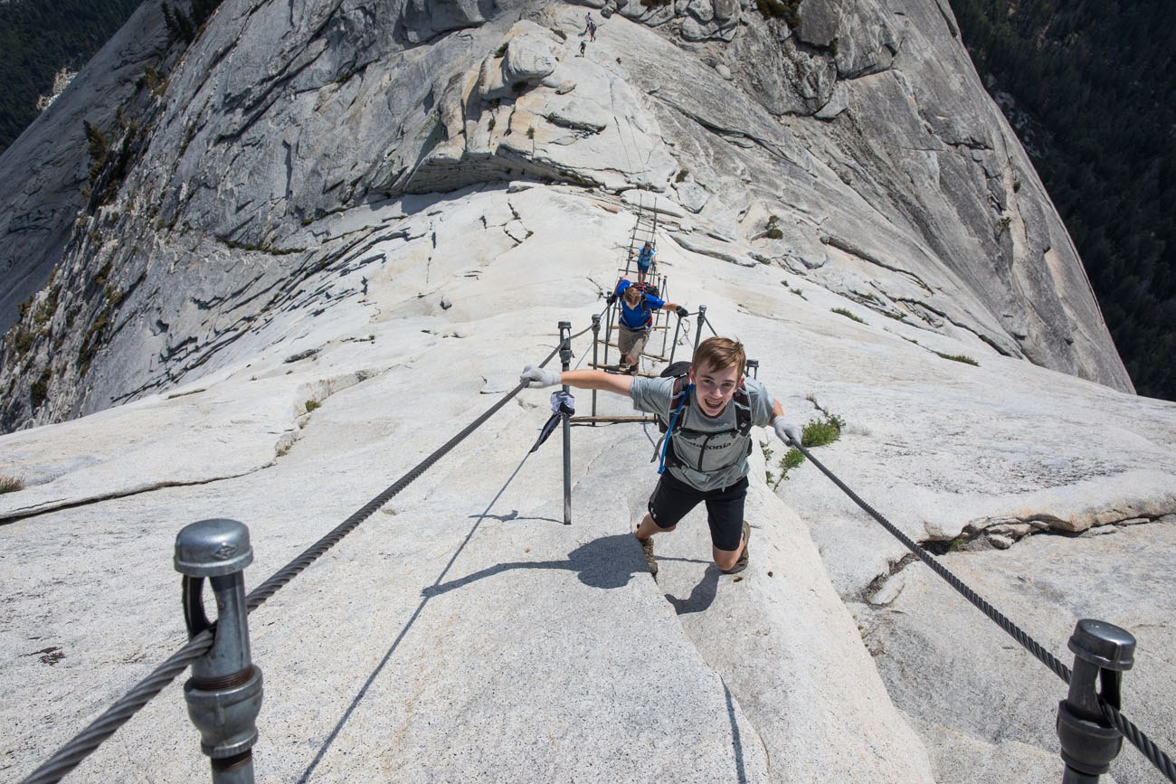 half dome, hiker, fall, Yosemite