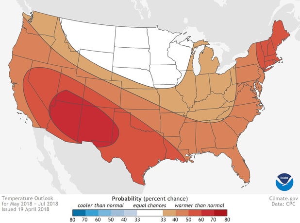 noaa, 3 month outlook, temperature