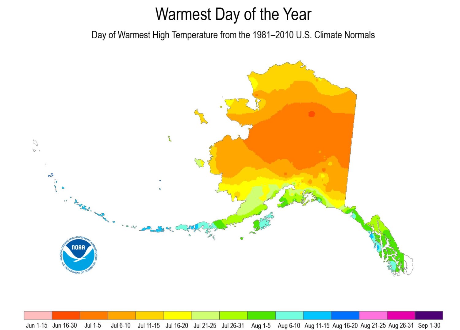 noaa, weather, warmest day of year