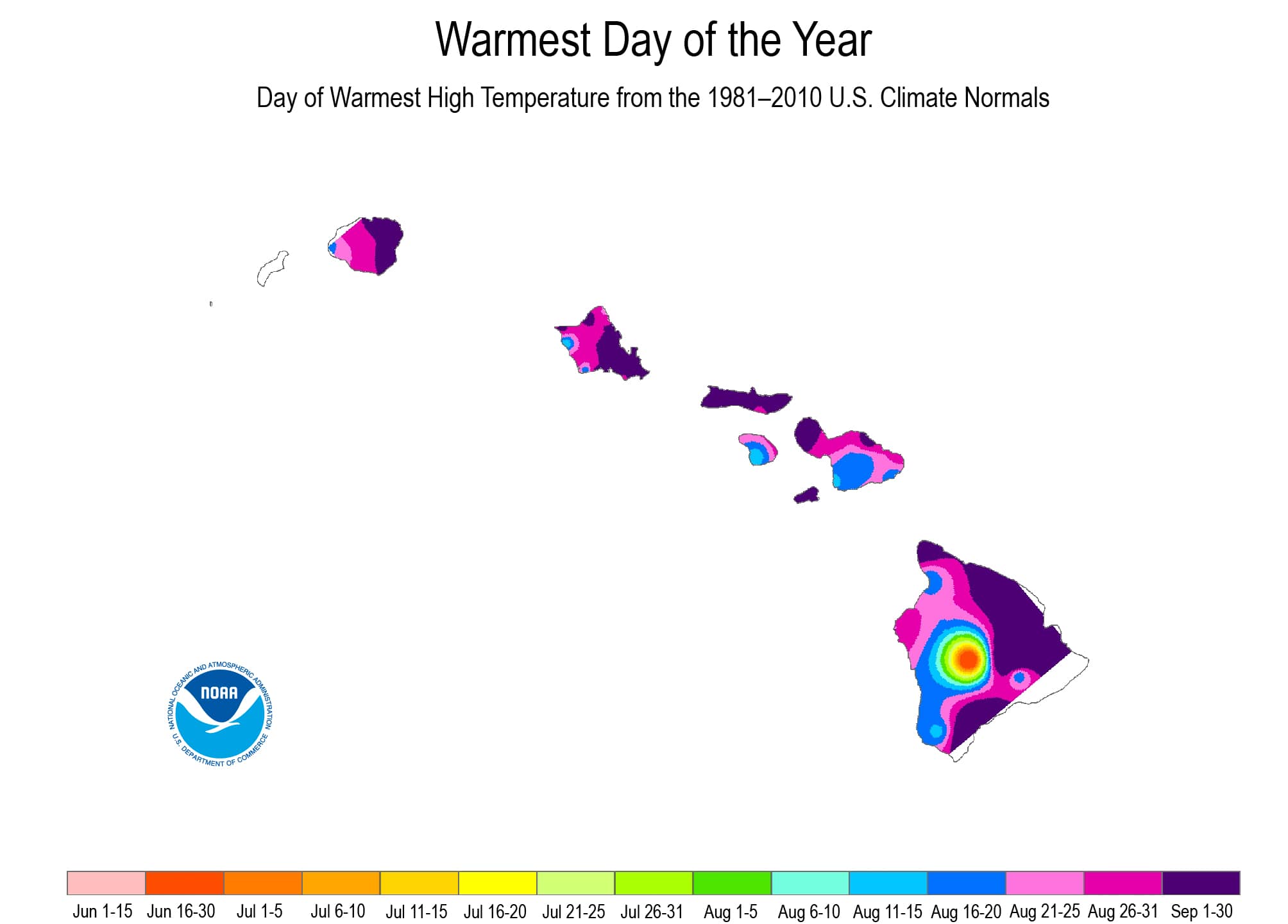 noaa, weather, warmest day of year