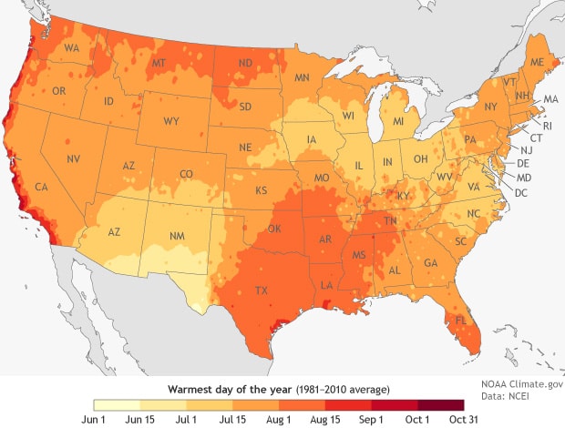 warmest day, noaa