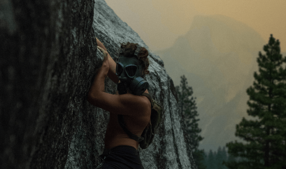 climbing, california, gas masks, wildfires