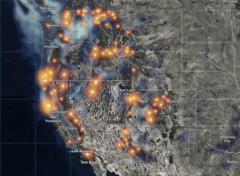 wildfire, interactive map