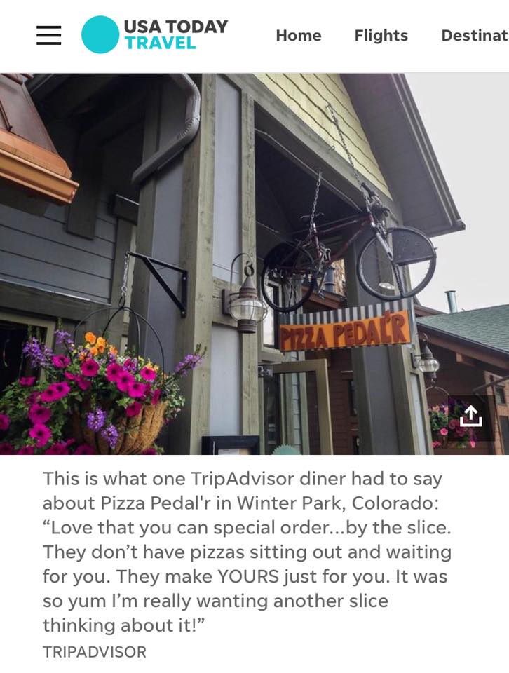 winter park, colorado, pizza, Pizza Pedal'r, tripadvisor