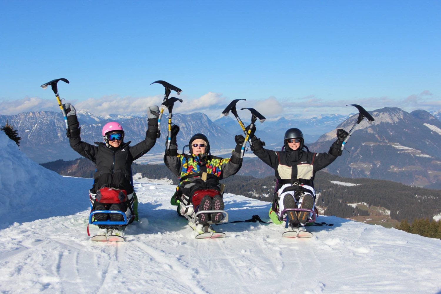 Three happy skiers that might not be able to return to CairnGorm this year