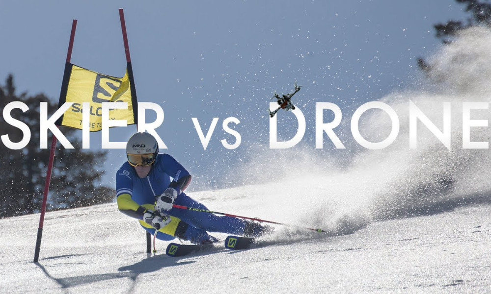 drone, race, skier, Salomon