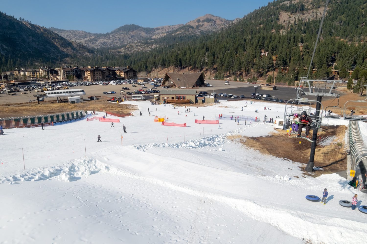 The mountains are still dry, aside from artificial snow