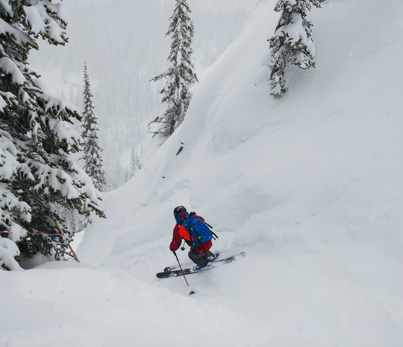 skier down parachute