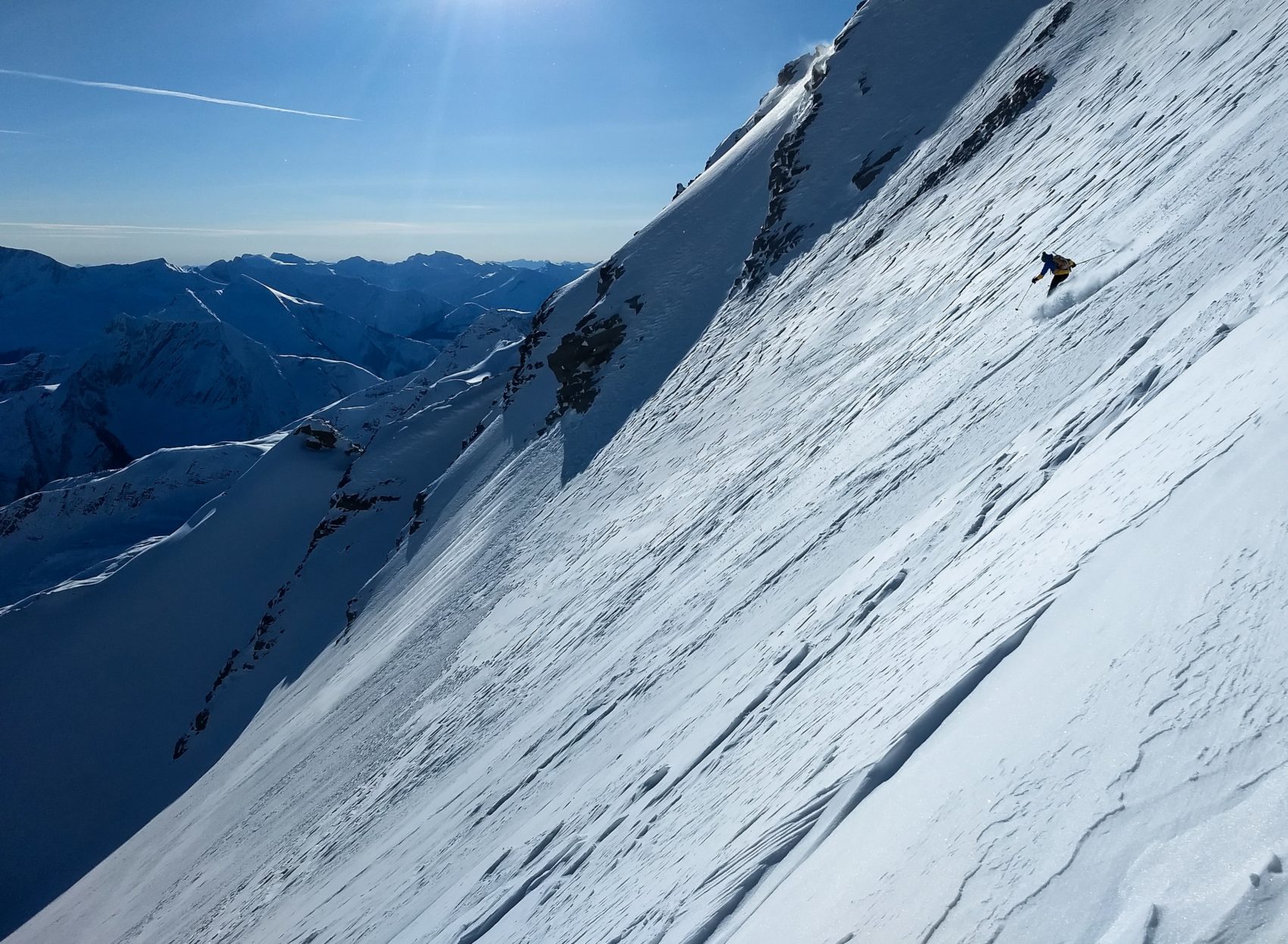 skier down rogers south face