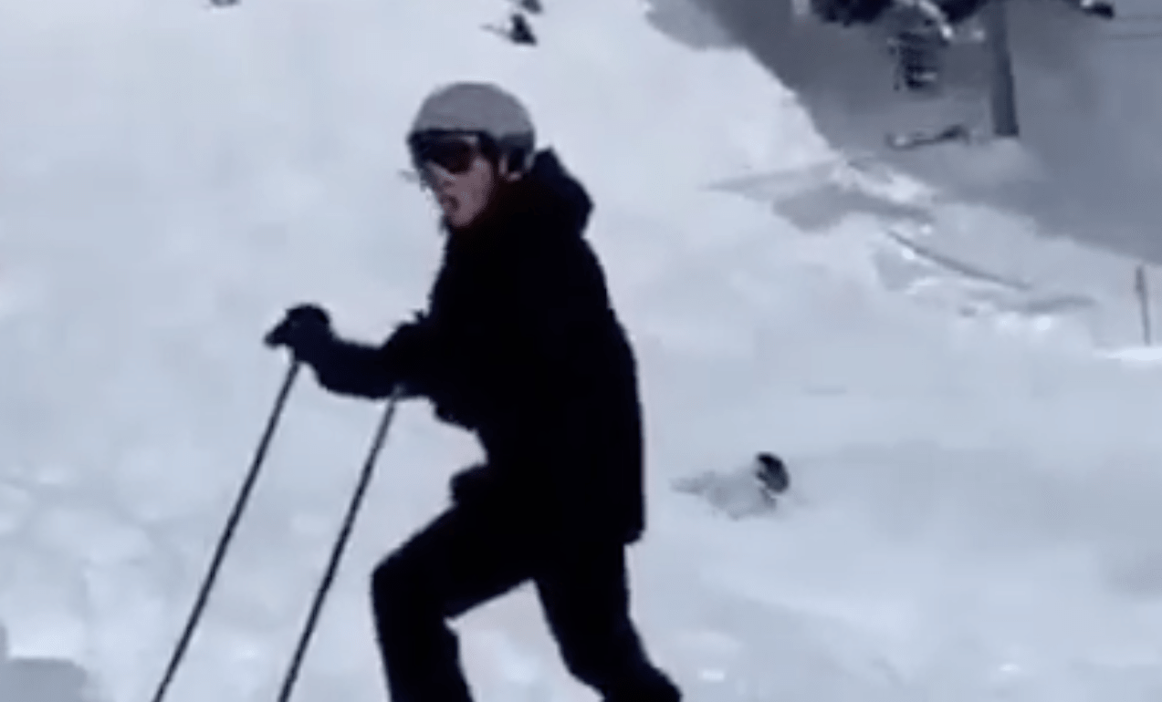 collision, skier, jump, video