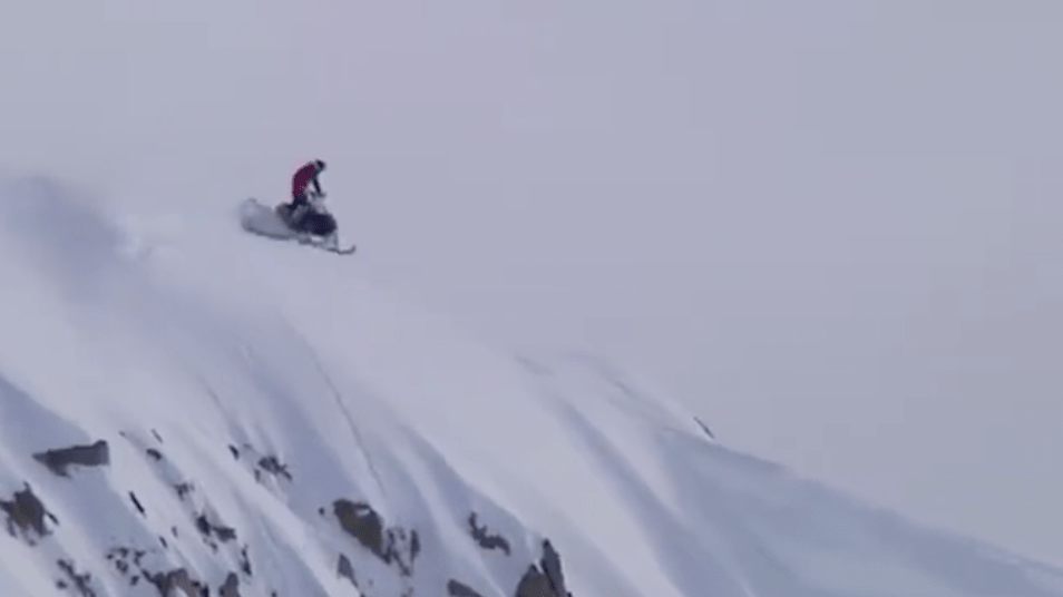 snowmobiler, jumps, huge cliff, justsendit,