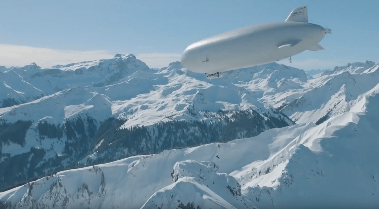 zeppelin, red bull, ski drop