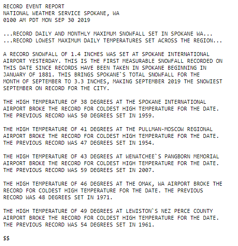 Spokane, Washington, record snow