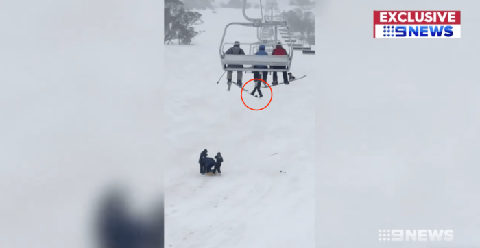 perisher, chairlift fall, woman, dangled,