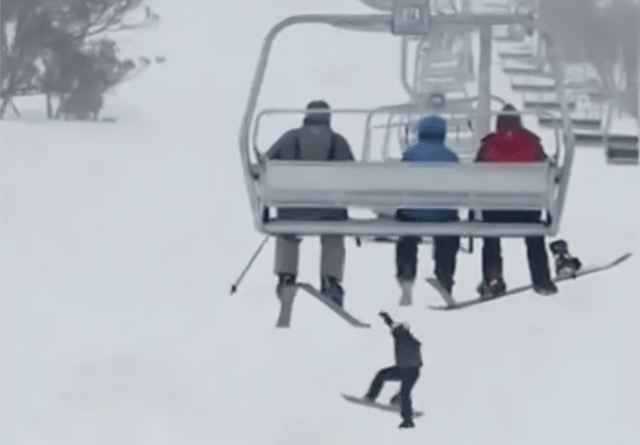 perisher, chairlift fall, woman, dangled,