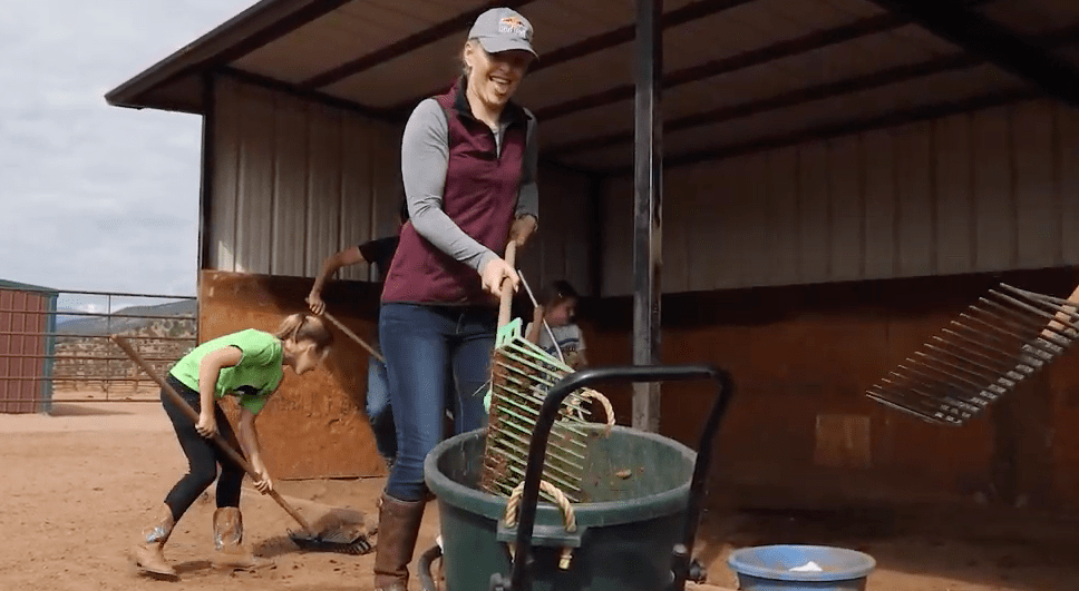 Lindsey Vonn, mucking out, horses, charity, colorado, volunteering