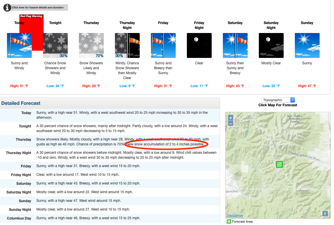 monarch mountain, colorado, noaa, forecast