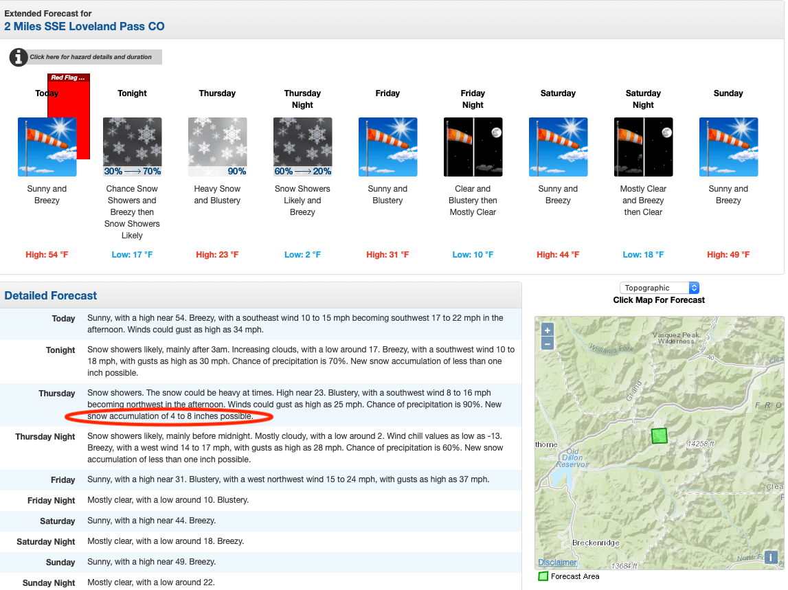 colorado, forecast, noaa, ikon