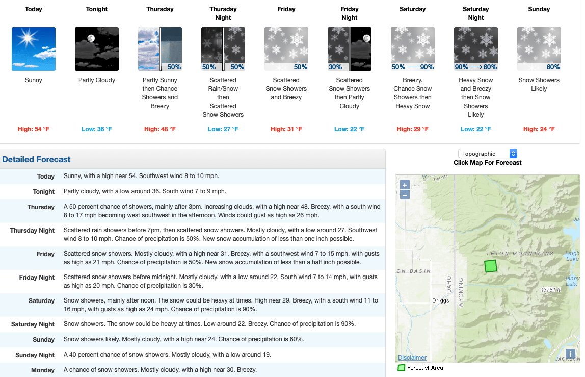grand Targhee, noaa, forecast