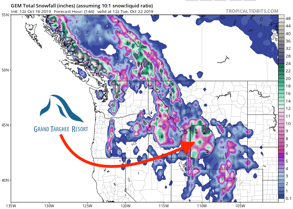 wyoming, snow, forecast, GEM forecast model