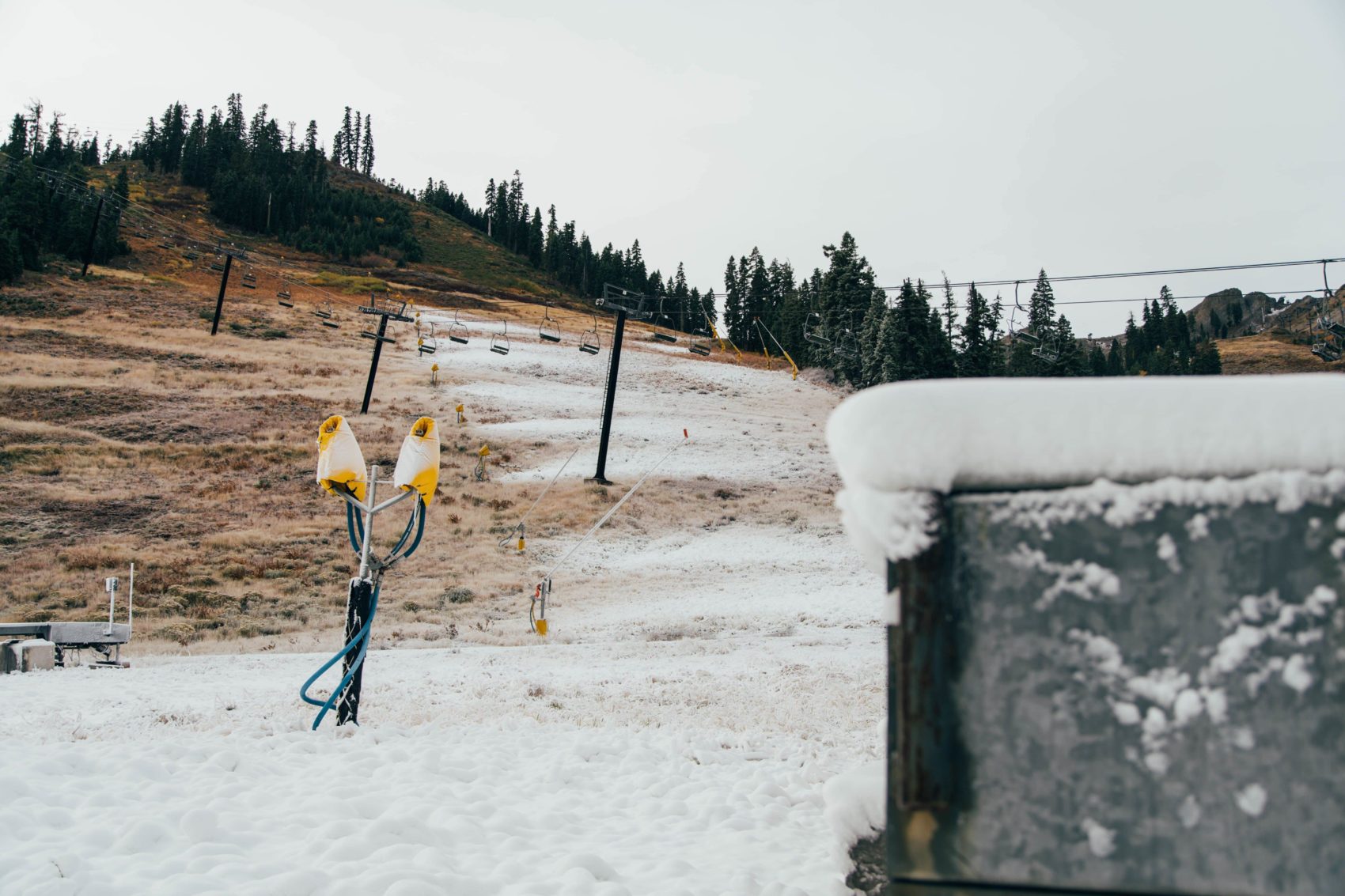 Squaw Valley, alpine meadows, california, snowmaking,