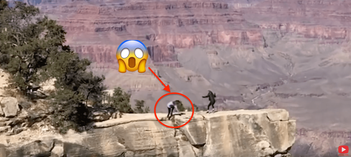 Grand Canyon, woman almost falls off