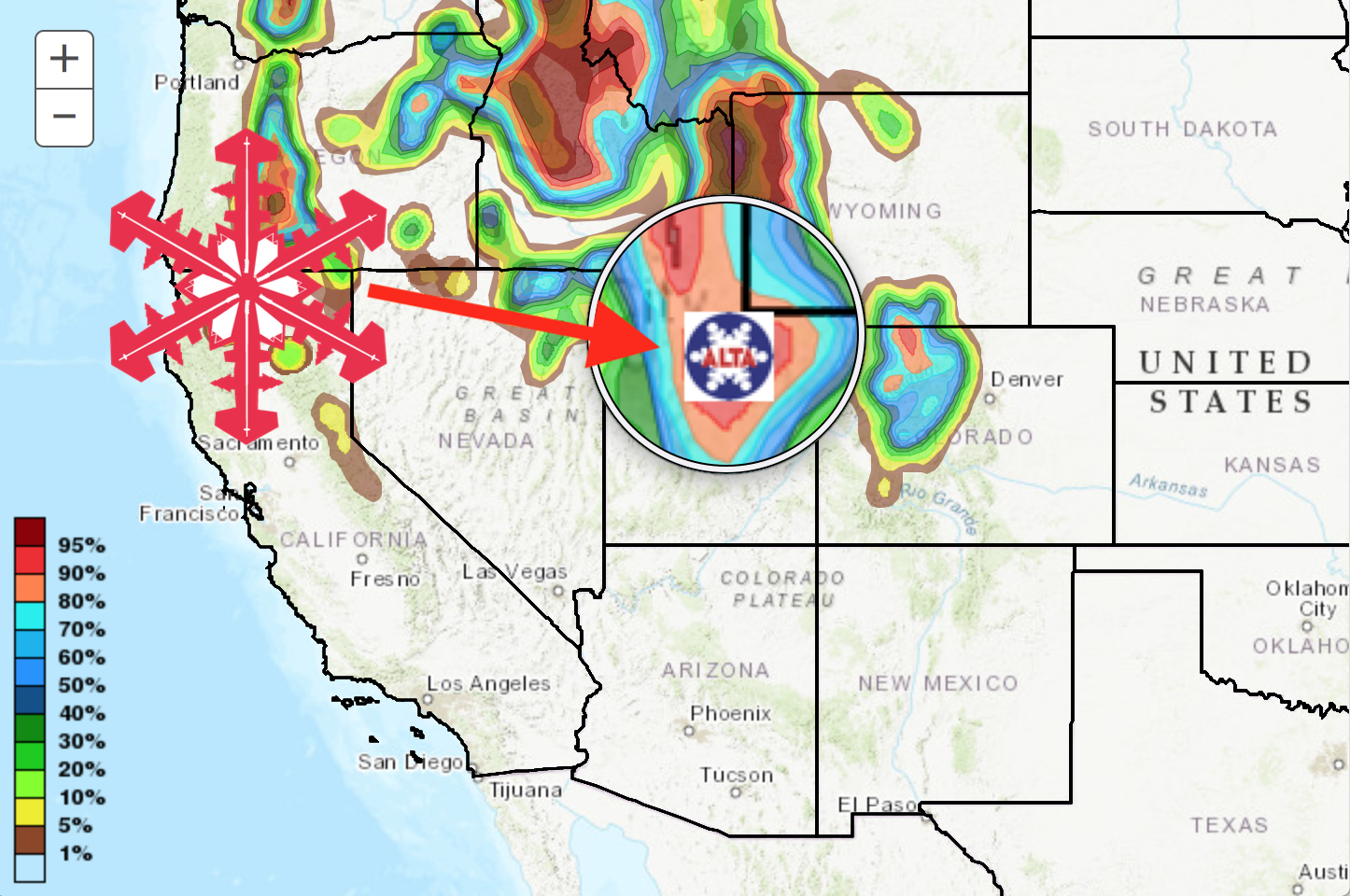 NOAA calling for 2 feet of powder at Alta, UT