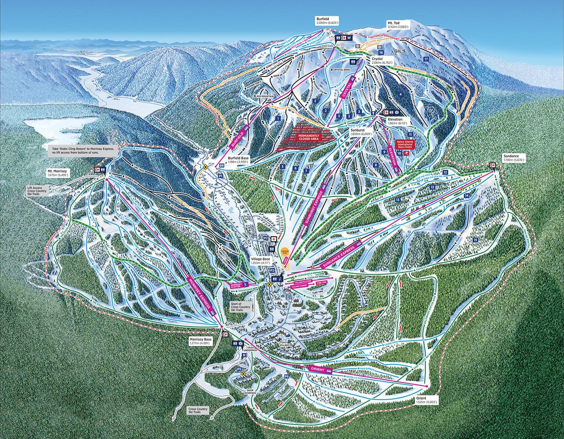 sun peaks resort, canada, trail map