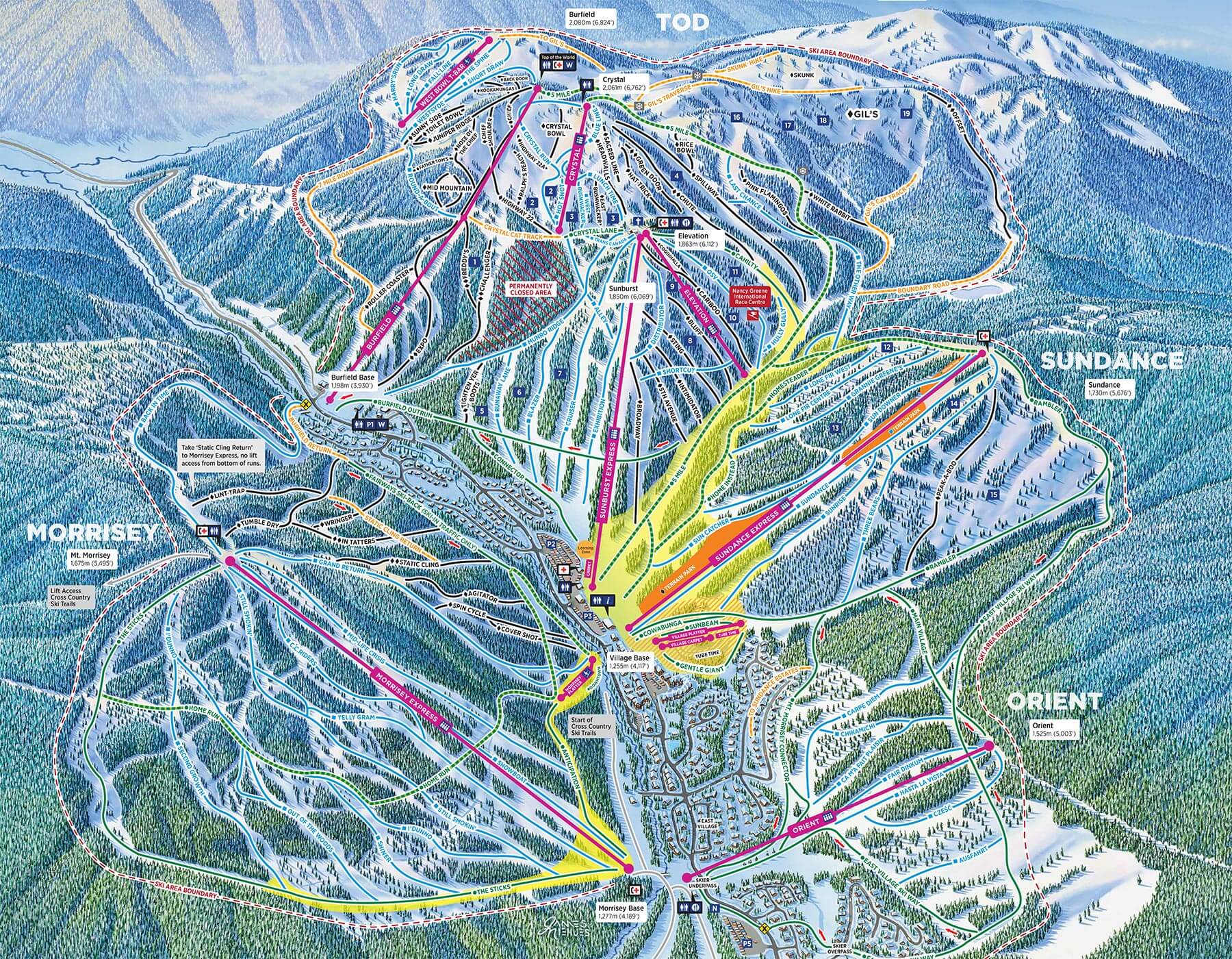 sun peaks resort, canada, trail map