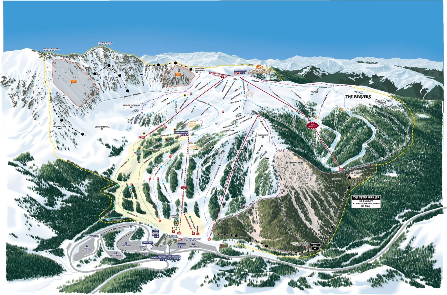 Arapahoe Basin, Colorado, trail map