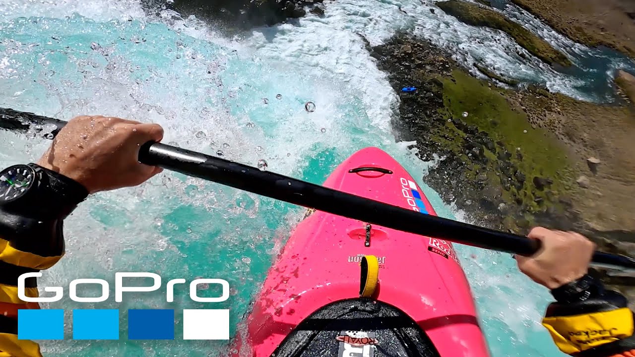 kayaker, waterfall,