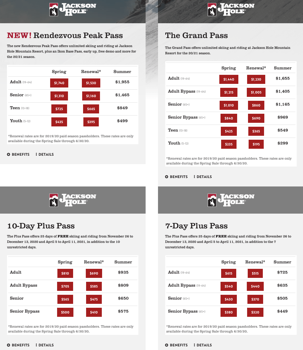 Jackson hole, wyomong, season pass, spring sale,