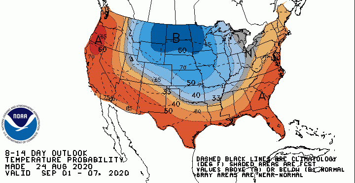 temperature outlook, NOAA