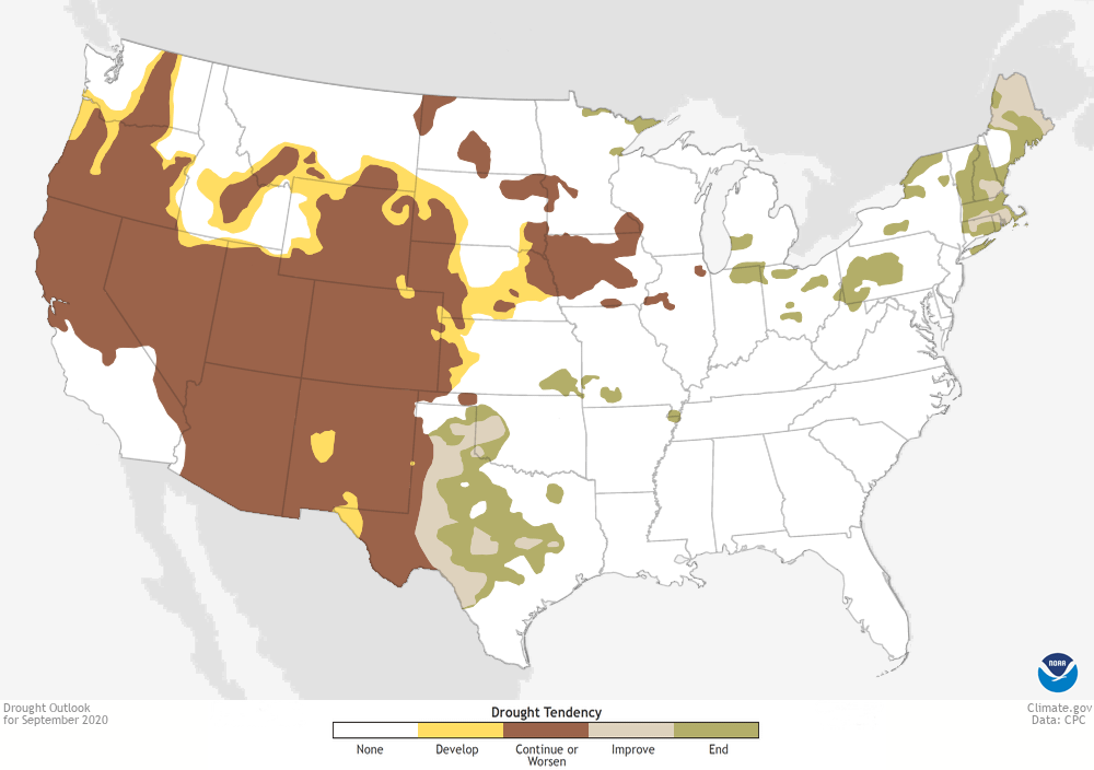 noaa, September, outlook, drought,