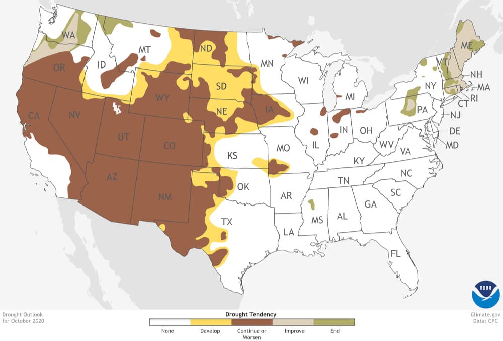 noaa, October 2020, drought