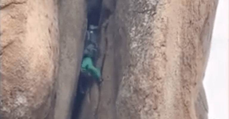 russian, climber, head first